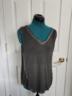 Zenana Outfitters Washed Charcoal V-Neck Tank